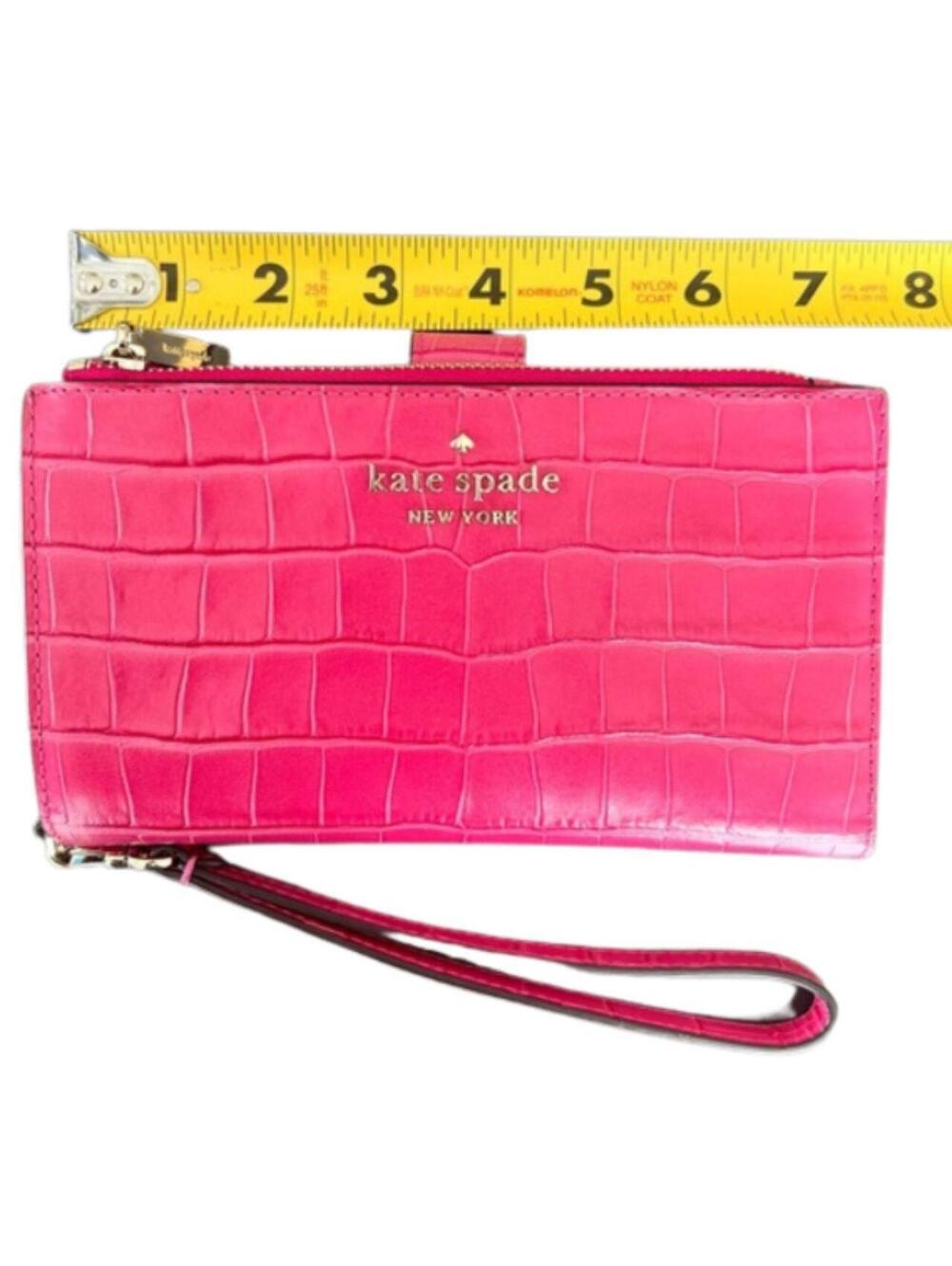 Kate Spade Pink Crocodile Clutch Wallet with Phone Holder